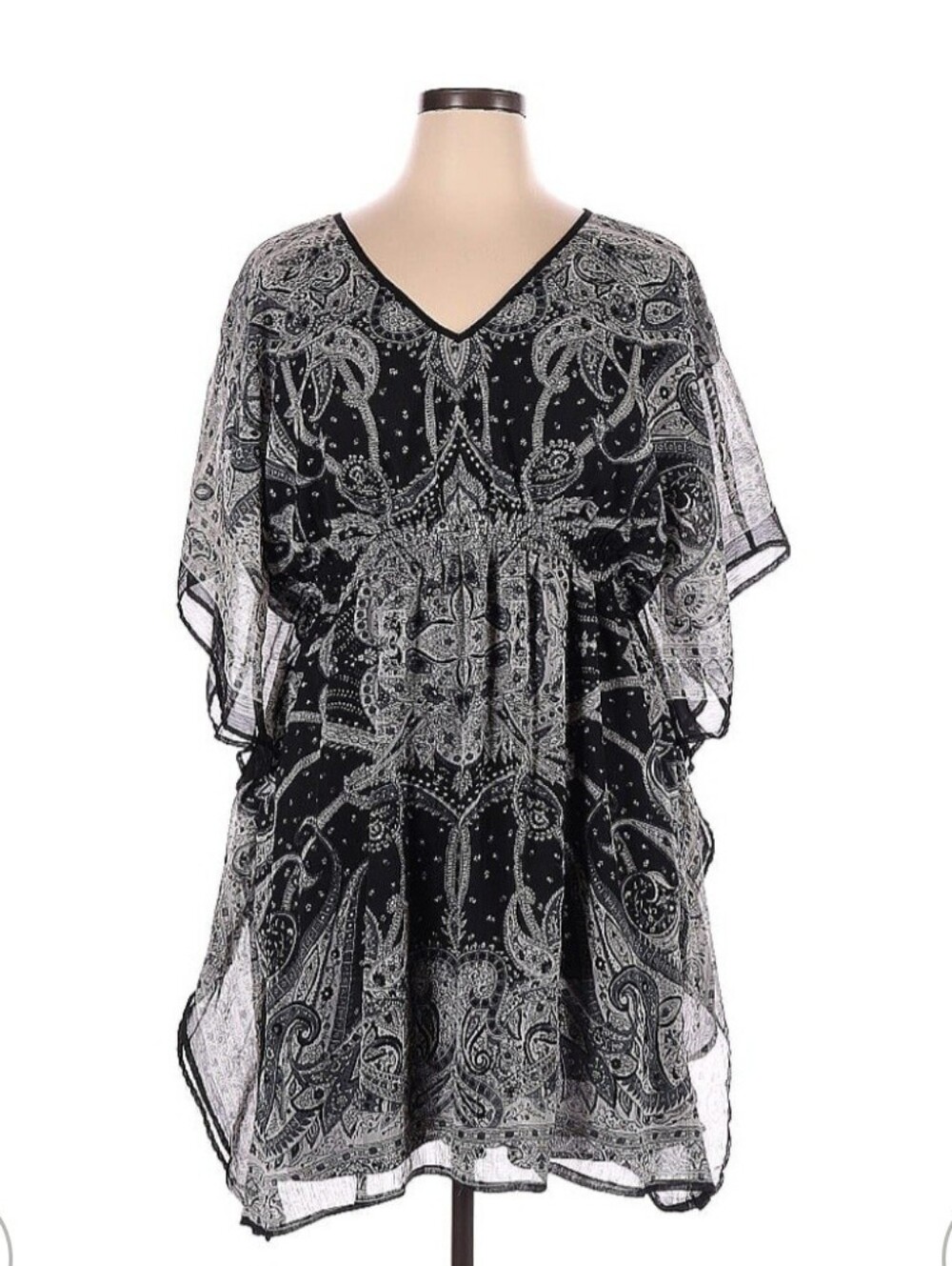 Speed Control Black & White Paisley V-Neck Mini Dress